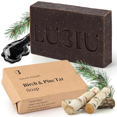 lubiu Saponetta Naturale Lenitiva di Catrame per Uomo 100g - Betulla e Pino - Sapone Solido Corpo, Viso, Mani, Barba e Capelli - Sapone Artigianale Naturale - Saponette Profumate Regalo