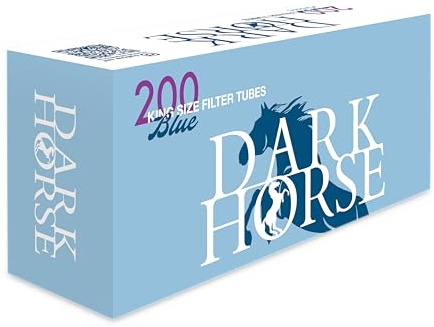 DARK HORSE Zigarettenhülsen Blue 5 x 200 Stück (1000 Hülsen) – Premium Filterhülsen King Size – 15 mm Filter – Zigaretten Stopfhülsen für Tabak – Hergestellt in der EU