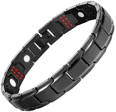 JFUME Herren Magnetarmband - Geschenk für Männer - Schwarzes Armband - Vatertagsgeschenk mit Link-Entfernungswerkzeug - 21,5 cm verstellbar