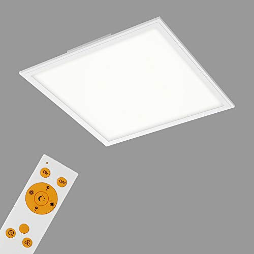 BRILONER - LED Deckenlampe flach mit Fernbedienung, einstellbar von warmweiß bis kaltweiß, dimmbar, Lampe, Deckenleuchte, Wohnzimmerlampe, LED Panel, Schlafzimmerlampe, 44,5x44,5x6 cm, Weiß
