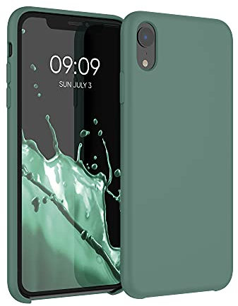 kwmobile Carcasa Compatible con Apple iPhone XR Funda - Case TPU y Silicona antigolpes - Apto Carga inalámbrica - Verde Bosque