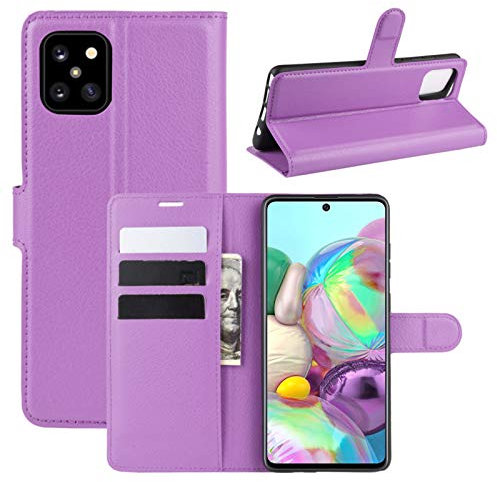Hülle Kompatibel mit Samsung Galaxy Note 10 Lite | Klapphülle Schutzhülle mit Kartenfächer Kompatibel für Galaxy Note 10 Lite | Magnetverschluss Klapphülle | Lila