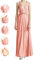 Abito infinito per damigelle d'onore, abiti da sposa da donna, abito avvolgente per taglie forti, abito lungo maxi convertibile multiway, Pesca, corallo, Taglia Unica