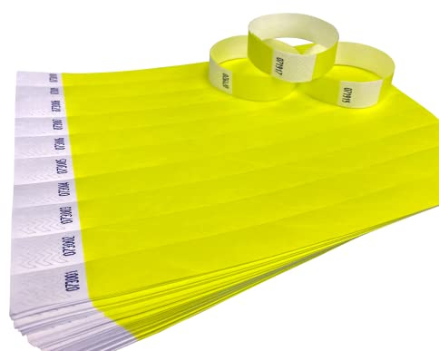 200 Armbänder Neongelb Tyvek-Identifikationsarmbänder für Veranstaltungen, Sicherheit, Partys, Festivals