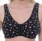 Gemm Womens Stretch Soft Cotton Lycra Non Wired Front Fastening Comfortable Bra, Black Floral, 44
