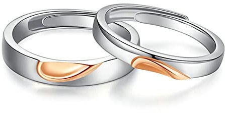 Partnerringe Puzzle, Ring Herz Rosegold Sterling Silber 925 Cute Verstellbarer Schmuck Pärchen Jahrestag Geschenk