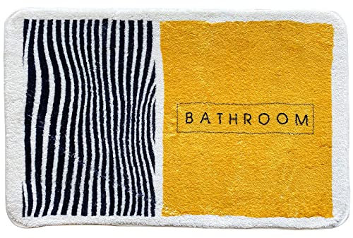 Badezimmerteppich Zebra Muster Gelb Badematte Flauschig Mikrofaser Badvorleger rutschfest Duschvorleger Schnelltrocknend Badteppich Waschbar Duschvorleger Badematten Badmatte 40x60cm