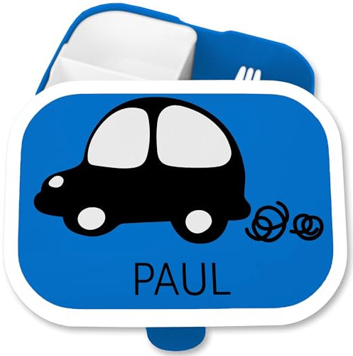 Brotdose Kinder Campus für Mepal - Auto PKW Fahrzeug Car - 750 ml - Blau - geschenke einschulung junge fahrzeugen fächern jungen personalisierte kind name zur