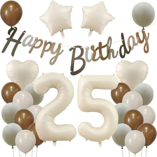 25 Geburtstag Deko Beige, Deko 25. Geburtstag Frau Mann, Beige Luftballons 25. Geburtstag Frauen, Geburtstagsdeko 25 Jahre Beige Ballon, 25. Geburtstag Dekorationen, Luftballon 25. Party Deko