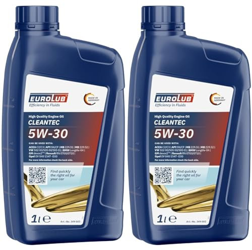 EUROLUB CLEANTEC SAE 5W-30 Motoröl, 1 Liter (Packung mit 2)