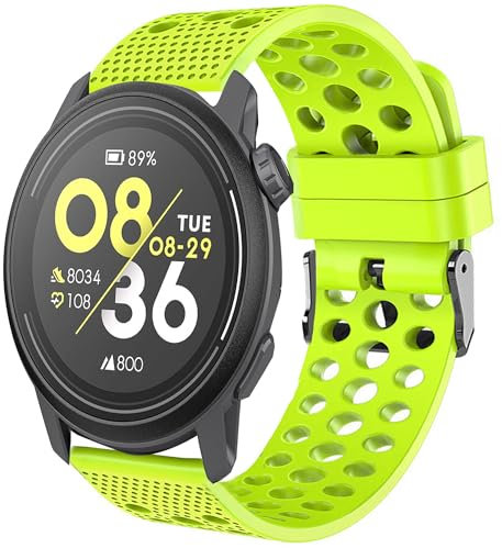 Blueshaweu 20mm 22mm Armband Kompatibel Für COROS Smartwatch, Weiches Sport Atmungsaktiv Silikon Ersatz Uhrenarmband Für Coros Pace 3/ PACE 2/ APEX 2 /APEX 2 Pro etc. Smartwatch (22mm, grün)