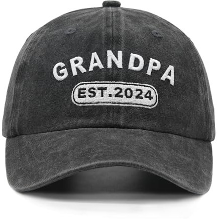 Chilltreads Grandpa Est 2024 Mütze mit Geschenkbox Großvater Baseball Cap für Herren, Schwarz, Einheitsgröße
