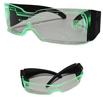 JYB Hopefuture Cyberpunk Faltbar Leuchtende Brille, Decoration Party Bunte LED Kaltlichtlinsenbrille