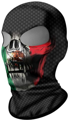 ShopINess 3D Bergfisch Schädel Unisex Erwachsene Motorrad Sport Partys Halloween und Karneval Schädel Flagge Mexiko