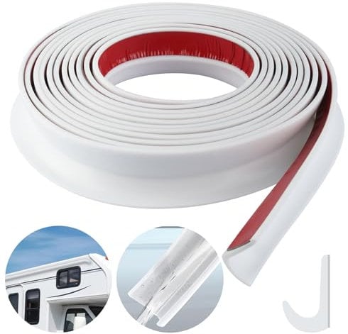 Gouttière autocollante en forme de J en gel de silice pour camping-car, tonnelle, profil de protection des bords noir, 5 m de long, convient pour véhicule, camion, camping-car, bateau, voiture, van,