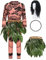 Slivomi 5-teiliges Maui-Kostüm-Set für Kinder, mit Perücke, Halskette, Ozean-Thema, Cosplay-Party-Kostüm für Kinder, bedruckte Tattoos, Hemd und Hose, Braun, 2-3 Jahre