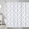 COZZSNUGE Rideau de Douche Géométrique Moderne, Rideau de Baignoire Blanc Gris Géométrique 183 x 183 cm Polyester Imperméable Résistant à la Moisissure 12 Crochets