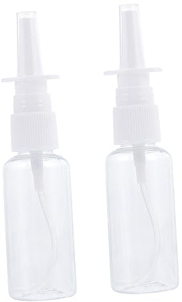 2 Stück Nasenspray Flasche 20ml Kunststoff mit Deckel für Nasenhygiene | Abnehmbare Düse, Auslaufsicherer Verschluss, Transparentes Pet, für Unterwegs und Tägliche Reinigung
