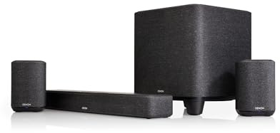 Denon Système Audio Surround sans Fil Home 5.1 Dolby Atmos, Barre de Son 550 + 2X Enceintes 150 NV + Caisson de Basses