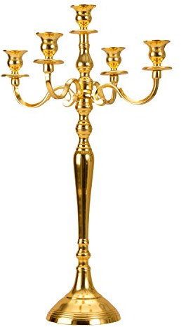 DAFLOXX Kerzenleuchter Gold 60cm 5 flammig Metall Kerzenständer Antik Barock