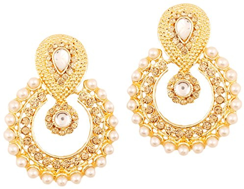 Touchstone Indian Bollywood Rich Schöne Studded Look Strass Chaand Moon Designer Schmuck Ohrringe In Antique Gold Tone Für Frauen.