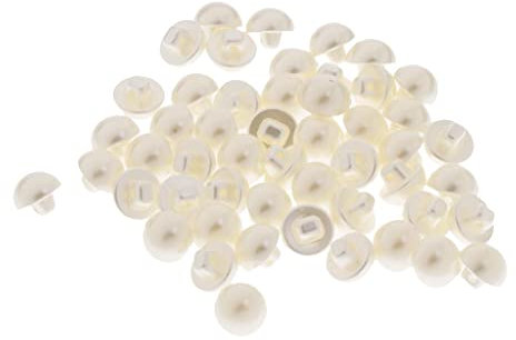 Sharplace 50 Stück Knöpfe Perlen Kunstperlen Perlmutt Dekoknöpfe Bastelknöpfe Künstliche Perlen Knöpfe Halbkreisförmige Perlenknopf für DIY Dekoration Basteln Nähen Kleidung Hemden Tasche Deko, 12 mm