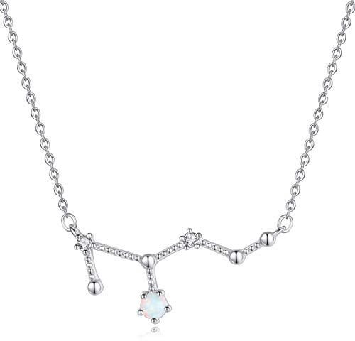VIKI LYNN Women 925 Sterling Silver Created Opal Leo Zodiac Necklace Star Sign Jewellery