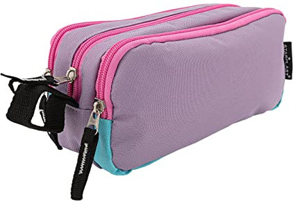 Starplast Estuche Escolar Porta Todo, 3 Cremalleras, 3 Compartimentos, Gran Capacidad, Multiuso, para Uso Escolar, Trabajo, Universidad - Lila Pastel