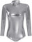 Ballettanzug Damen Frauen Langarm Body Ballett Trikot Turnanzug Gymnastikanzug Tanzen Bodysuit Tanztraining Gymnastik Kostüm Einteiler Metallic One Piece Leotards Oberteile Grau XL