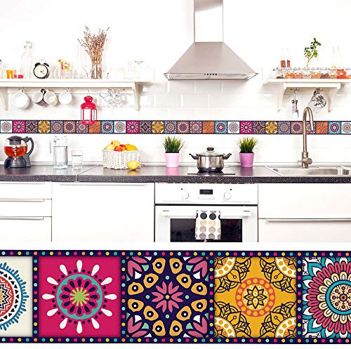 setecientosgramos Cenefa Auto-Adhesiva | Decoración de Pared Cocina & baño, 5 m x 15 cm | Mandala