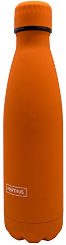 Nerthus FIH 606 Termo Doble Pared para frios y Calientes Diseño Naranja de Acero Inoxidable 500 ml Libre de BPA, Tapon Hermético, 18/8