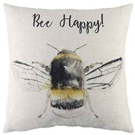 Evans Lichfield Bee Happy Kissenbezug, weiß, 43 x 43 cm