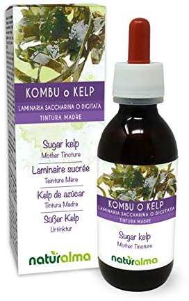 Süßer Kelp oder Kombu (Laminaria saccharina oder Laminaria digitata) Thallus (Alge) Alkoholfreier Urtinktur Naturalma - Flüssig-Extrakt Tropfen 120 ml - Nahrungsergänzungsmittel - Veganer