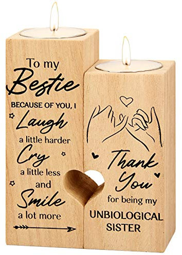 Heart-shaped Candlestick-Candle Valentines-Decoration Birthday-Wooden Candle craft, best friend candle.(To My Bestie)