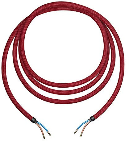 ledscom.de Cavo tessile, 3 m, rosso vino, 2 x 0,75 mm², guaina tessile H03VV-F