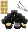 TIANZD 10 Pièces 50 ml Vide Rond Noir Pots en Aluminium Cosmétiques Pot Canettes Bocaux Conteneurs 15ml for Fait Main Bougies Crème Baume Voyage, 3x aluminium cuillère, 10x Étiquettes