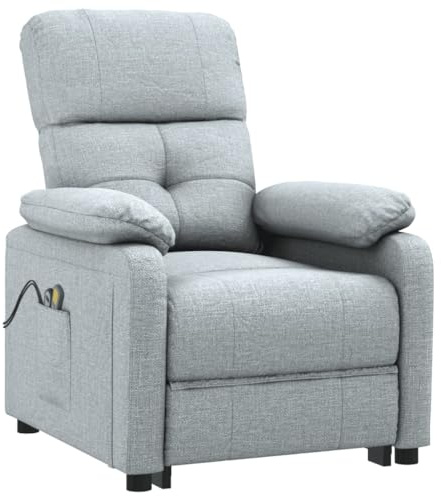 vidaXL Massagesessel Elektrisch Hellgrau Stoff