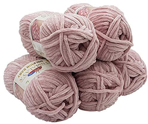 5 gomitoli di lana da 100 g Himalaya Dolphin, lana per bambini, 500 g, colore: rosa antico 80349