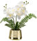 Oairse Artificial Orchid Flowers White Artificial Flower in Gold Ceramic Pots Real Touch Silk Phalaenopsis Faux Orchids Plant for Home Office Kitchen Bathroom Bedroom Table Decoration, 31CM