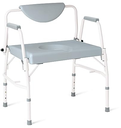 Medline Bariatric Drop-Arm Commode - Heavy Duty Steel Toilet Chair for Disabled and Elderly, 1,000 lb. Weight Capacity