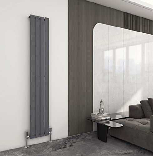 Radiator Horizontal Vertical Designer Flat Panel Central Heating Radiator 1800mm Height (1800x272mm Single, Anthracite)