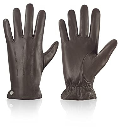 vislivin Winter Handschuhe Herren Leder Handschuhe Vollhand Touchscreen Lederhandschuhe Wärme Leather Gloves Braun XL