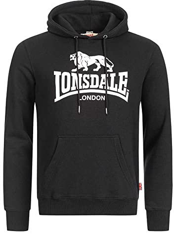 Lonsdale Herren Kapuzenpullover Fremington, Farbe:Black/White, Größe:XL