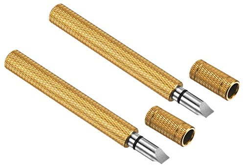 PATIKIL Golf Club Groove Sharpener, 2 Pack U V Type Square Re-Grooving Tool Golf Club Cleaning for Golf Irons Wedges Utility Clubs, Gold