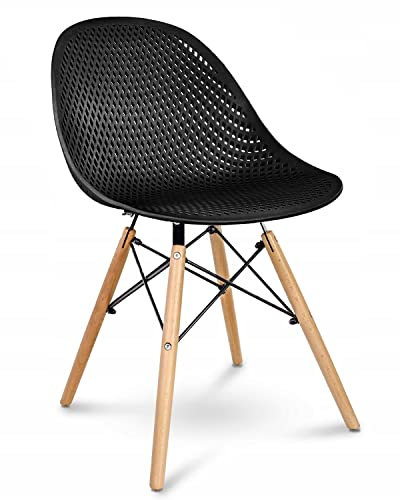 ZOLTA Moderner und Bequemer Küchenstuhl - Stuhl mit Holzbeinen - Höhe 86,5 cm - Schwarzer Durchbrochener Küchenstuhl - EIN Langlebiges und Stabiles Möbelstück für das Esszimmer