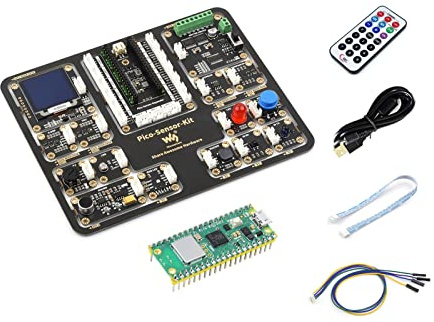 Waveshare Sensor Kit for Raspberry Pi Pico W, Including Pico Expansion Board, and LED, Button, Buzzer, etc. 15 Common Modules, All-in-one Design, with Raspberry Pi Pico W