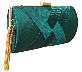 CORIOS Damen Clutch Tasche Abendtasche Fransen Kettentasche Tasche Luxurious Klein Umhängetasche Elegante Schultertasche Hochzeit Wedding Prom Party Handtasch Grün