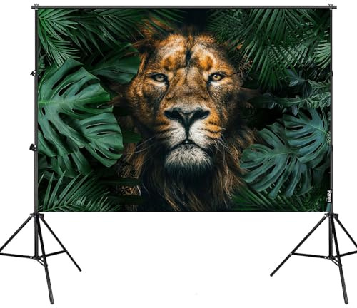 Pznen Löwe im Dschungel Wandteppiche, große Größe, 203x152 cm, grünes tropisches Blatt, Naturpflanzen-Wandteppich für Schlafzimmer, ästhetische Wohnkultur, Wohnzimmer, Hintergrund, Wandteppich