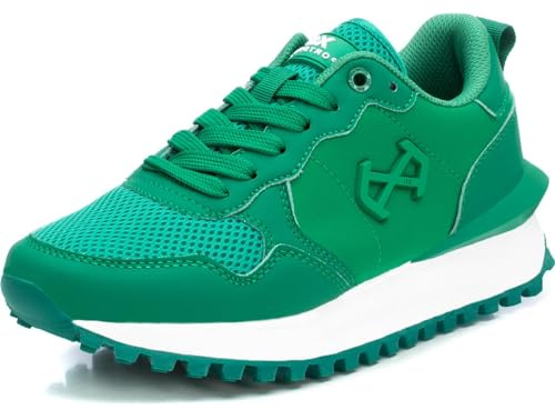 XTI Damenschuhe Schnürschuhe Sportive Sneaker Low Grün Freizeit, Schuhgröße:37 EU