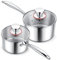 1Qt & 2 Qt Topf mit Deckel Set, E-far Edelstahl Sauce Pan Topf zum Kochen Pasta Erwärmen Milch kochendes Wasser, kleines dreifach Metall Kochgeschirr für Küche, Induktionsbereit & Heavy Duty
